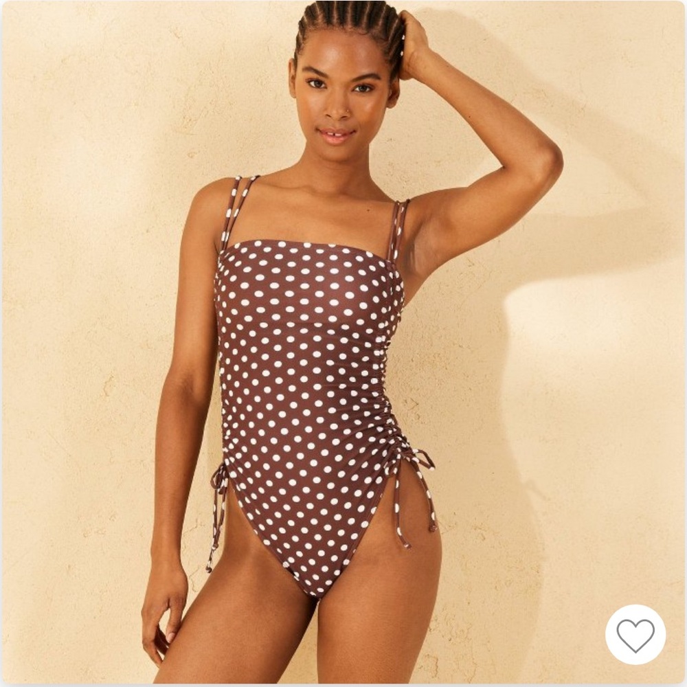 Wild Fable Brown Polka Dot Swimsuit